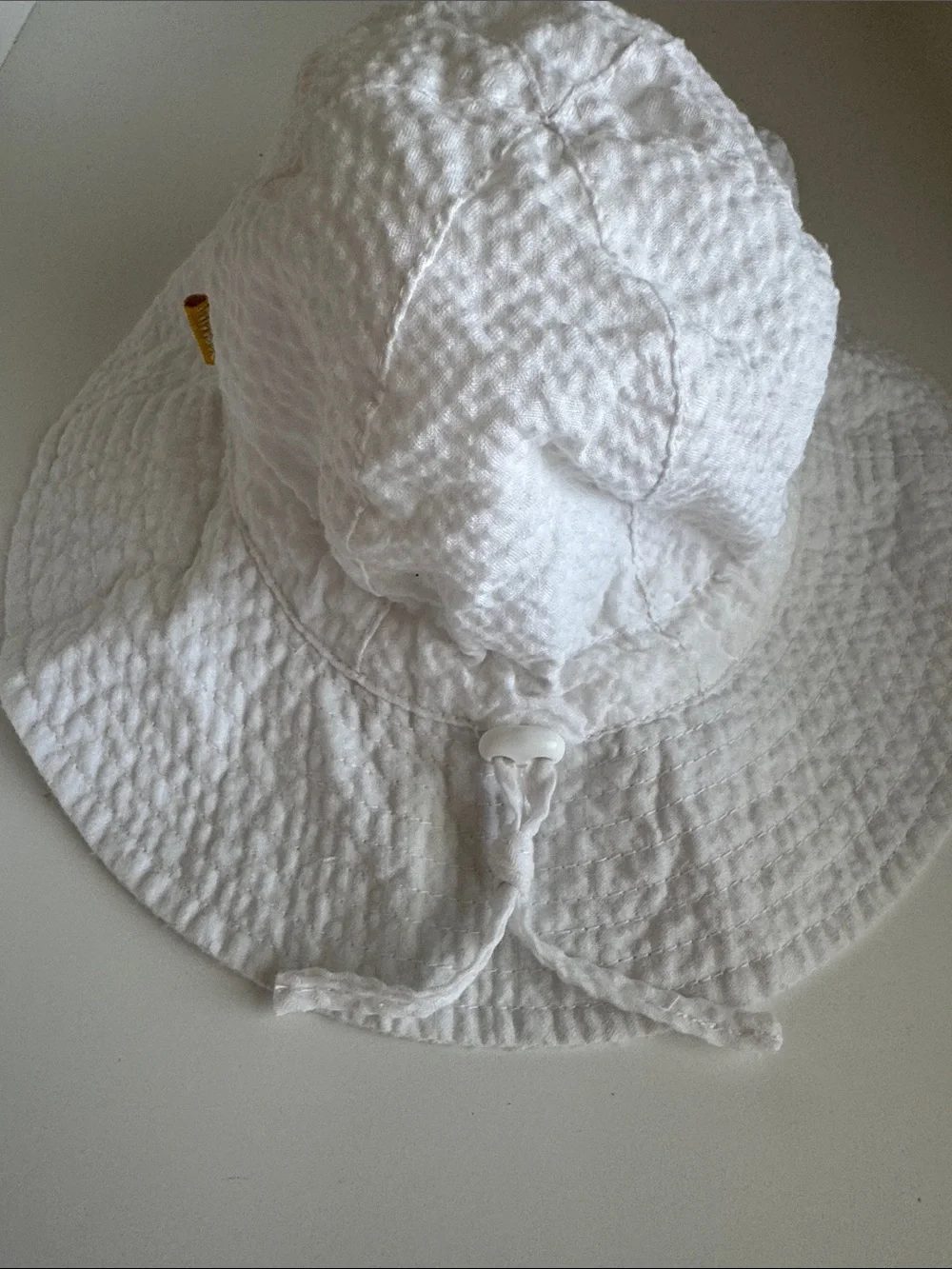 White Textured Bucket Hat